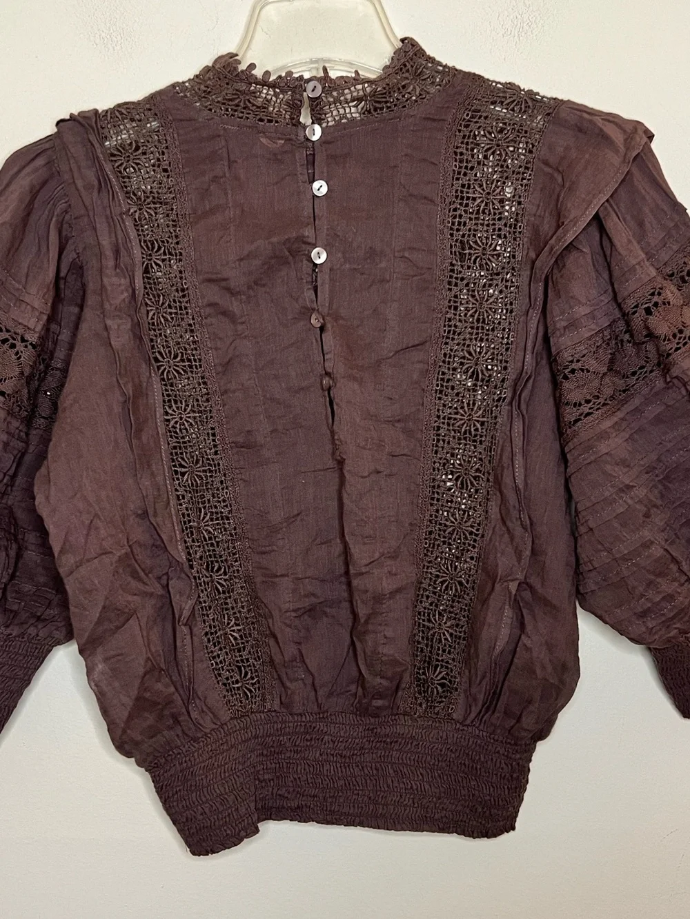 Free People One Sydney Blouse Cotton Brown Size Small